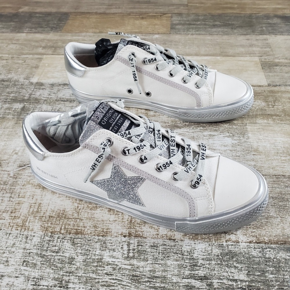 Vintage Havana Alive Womens Shoes Sz 8.5 White Metallic Glitter Casual Sneakers
